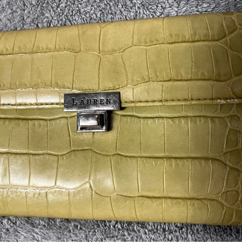 Lauren Ralph Lauren croc embossed wallet green yellow with insert